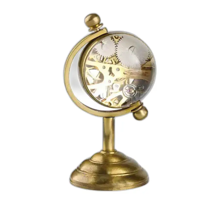 Globo in ottone con meccanismo orologio per ufficio di lusso Globo elegante e preciso