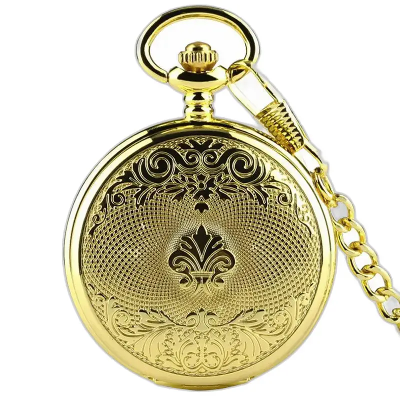 Orologio da tasca di lusso in oro per uomo e donna, decorato con stemmi reali con catena elegante