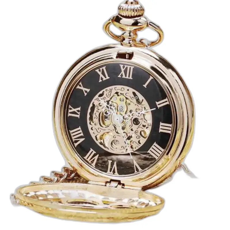 Orologio da tasca di lusso in oro smeraldo con un elegante quadrante dorato