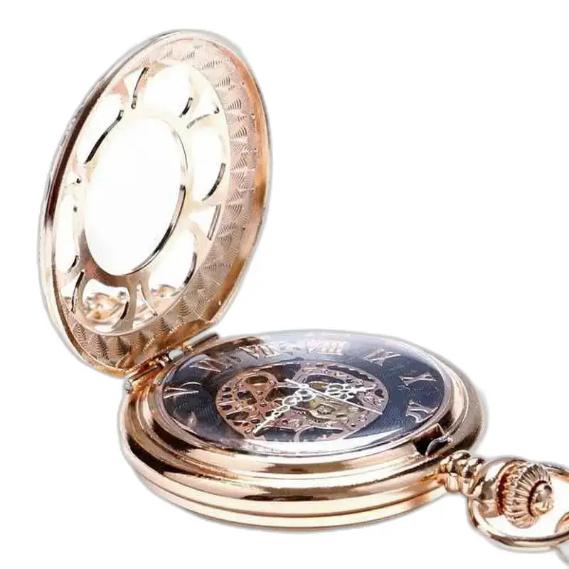 Orologio da tasca di lusso con soffietto in oro smeraldo con elegante quadrante in oro rosa