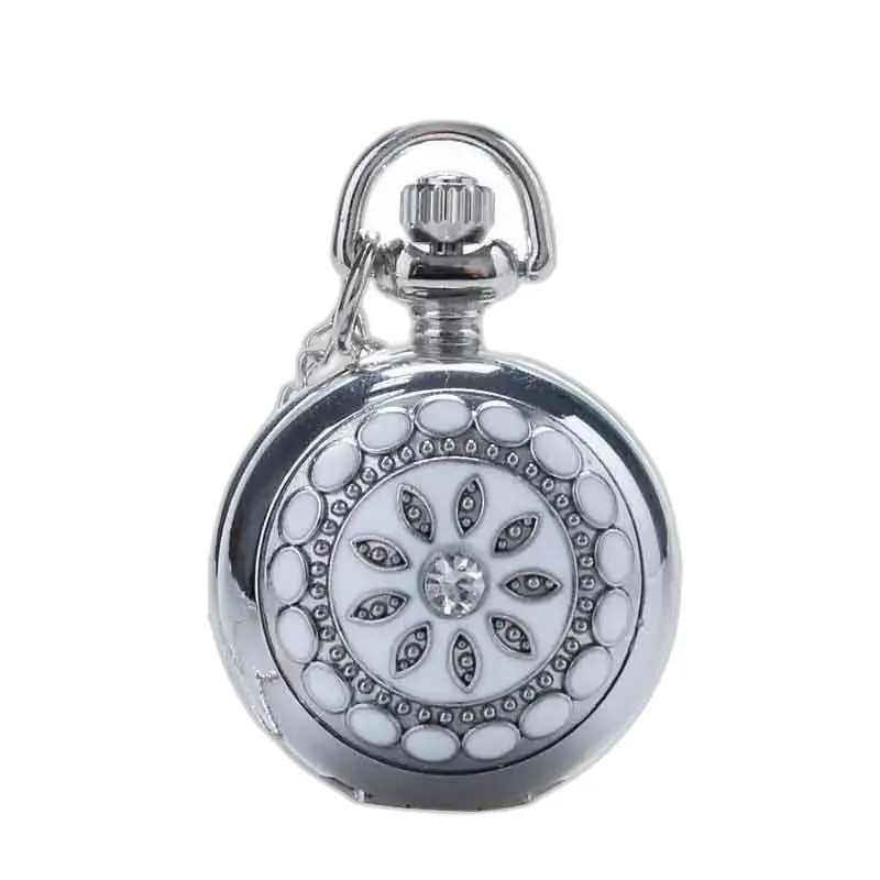 Orologio da tasca a soffietto da donna Duchess con disegno floreale in argento