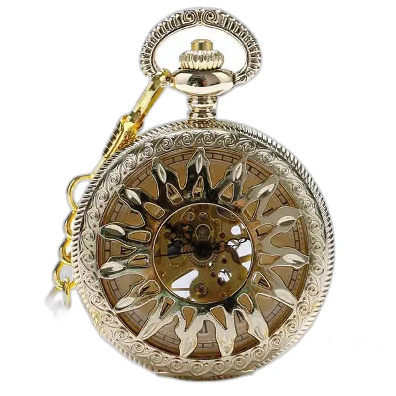 Orologio da tasca di lusso con diamanti con abbagliante design in oro e diamanti