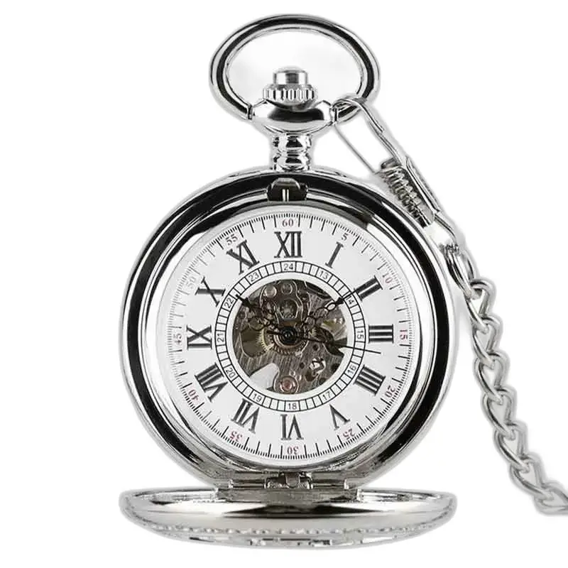 Orologio da tasca di lusso in argento con diamanti, elegante e raffinato