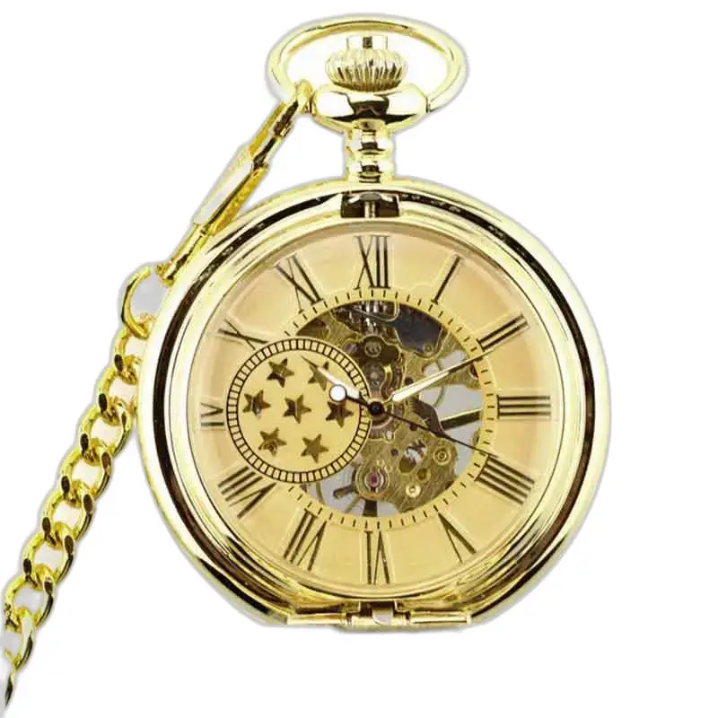 Orologio da tasca Lolite in oro di lusso con catena e finitura dorata