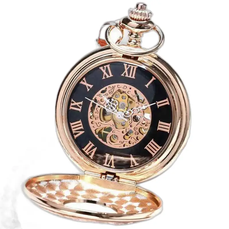 Lussuoso orologio da tasca in madreperla dorata con quadrante dorato e dettagli raffinati