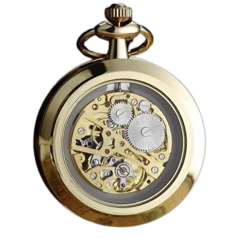 Orologio da tasca di lusso con soffietto in oro rubino con quadrante meccanico in oro