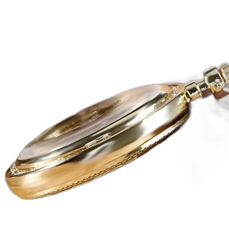 Orologio da tasca di lusso in oro con zaffiro, orologio dorato elegante e raffinato