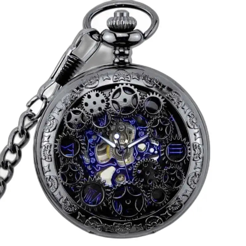 Orologio da tasca Steampunk cromato con elegante finitura canna di fucile