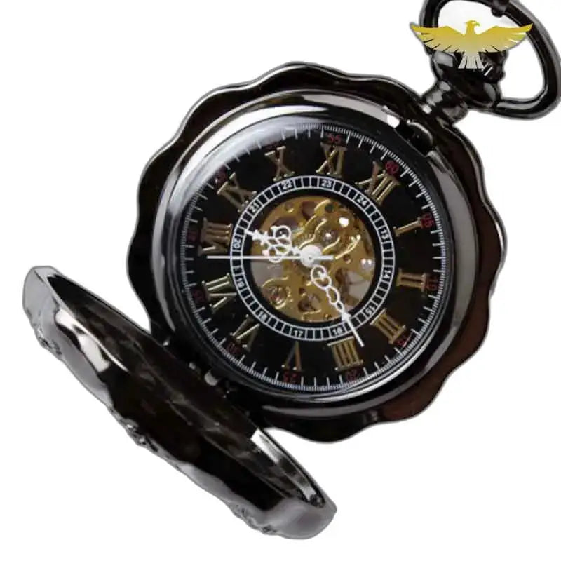 Orologio da tasca Fob Steampunk in platino con un'elegante finitura nera