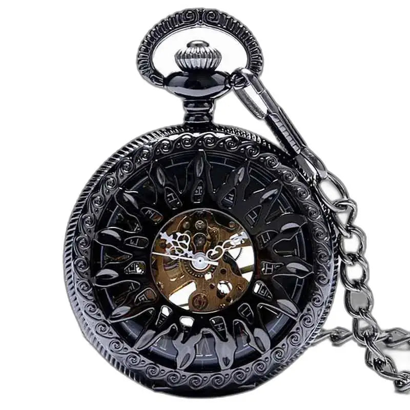 Orologio da tasca Steampunk in titanio dall'elegante design nero