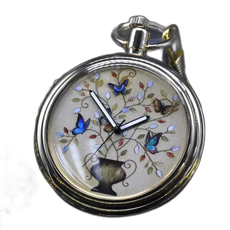 Incantevole orologio da tasca vintage in oro con farfalla con incantevole motivo a farfalla