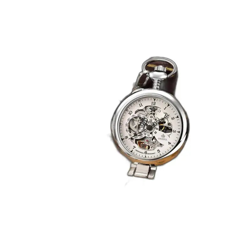 Squisito orologio da tasca meccanico in oro da uomo con un elegante quadrante argentato