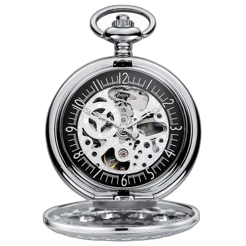 Orologio da tasca meccanico a carica manuale con quadrante argentato