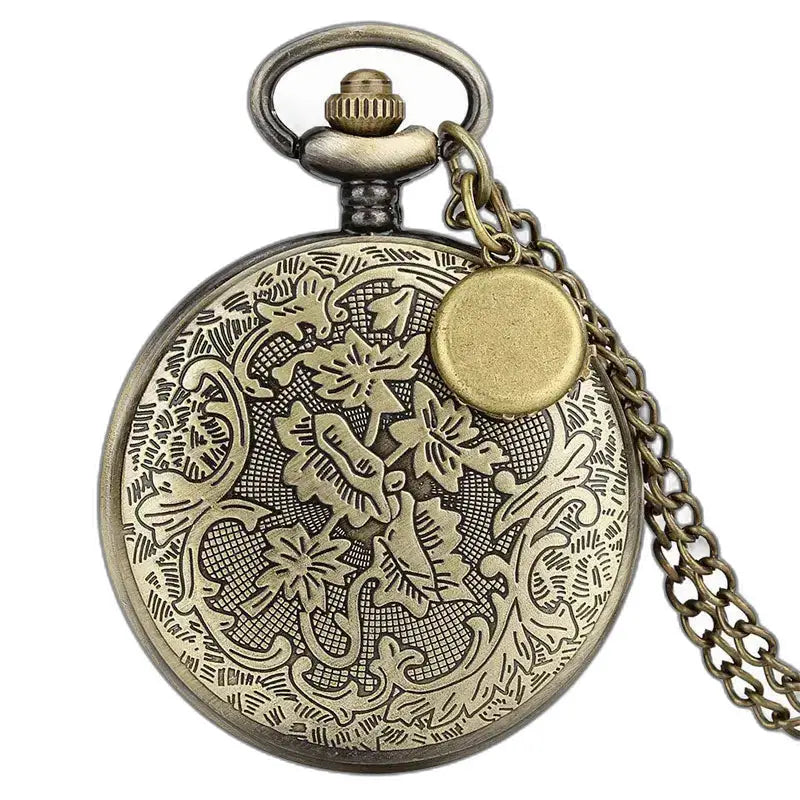 Orologio da taschino da taschino in bronzo decorato Steampunk Chic con catena vintage