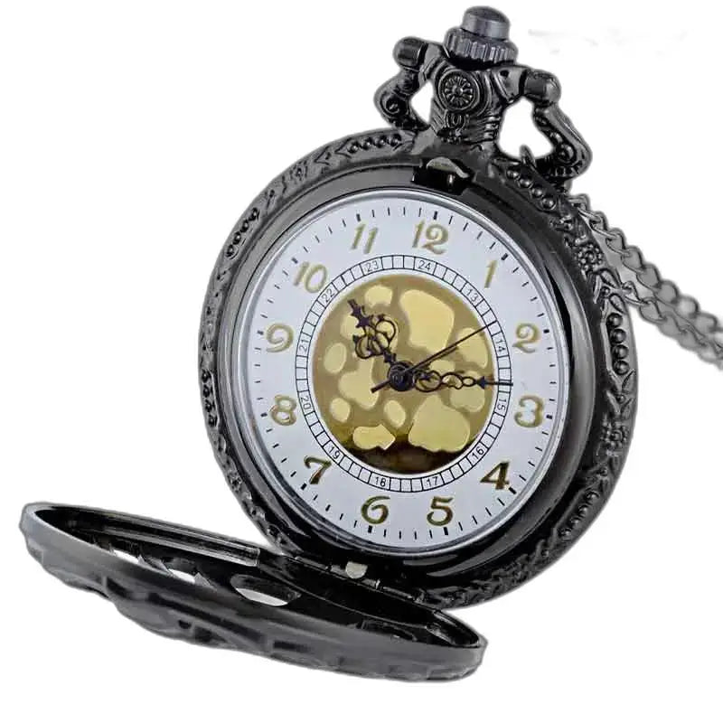 Elegante orologio da tasca Steampunk Palladium Gusset con orologio steampunk nero