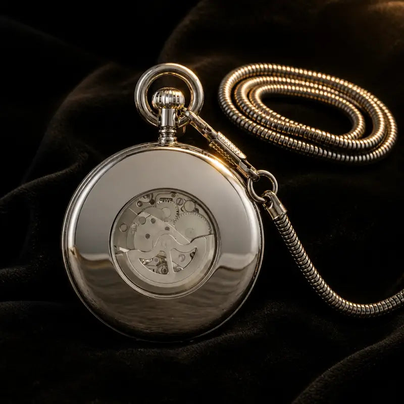 Elegante orologio da tasca meccanico in pietra argento - Univers Gousset