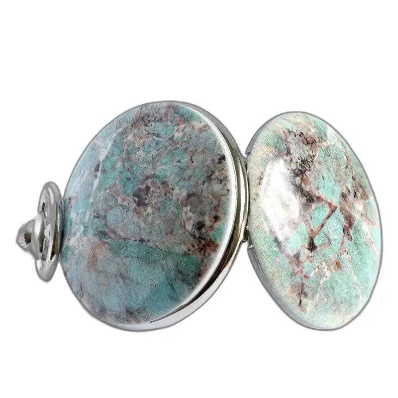 Orologio da tasca meccanico di lusso in marmo blu con gioiello effetto turchese