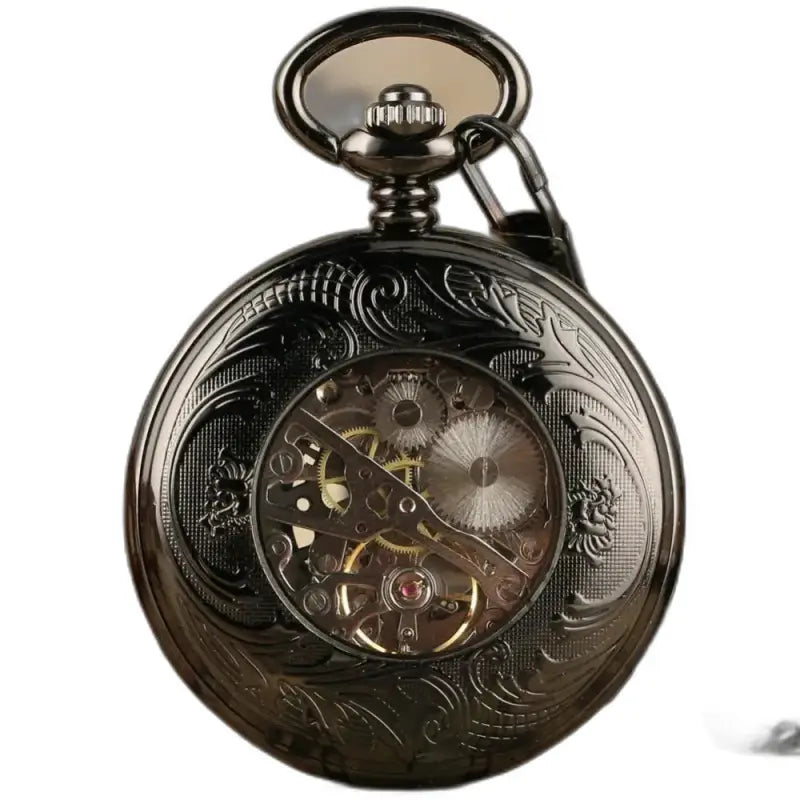 Orologio da tasca meccanico da uomo moderno Etherealsky con un design nero ornato