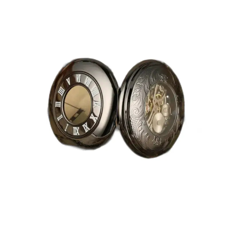 Orologio da tasca meccanico da uomo moderno Etherealsky con quadrante nero aperto