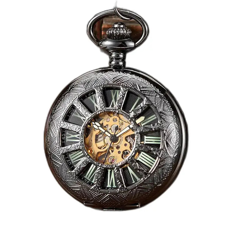 Orologio da tasca meccanico Lanterna Verde dal design in metallo nero dal look unico