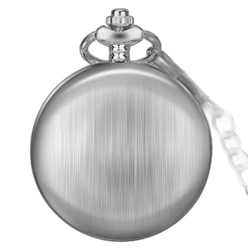 Orologio da tasca meccanico liscio con numeri romani con catena in argento