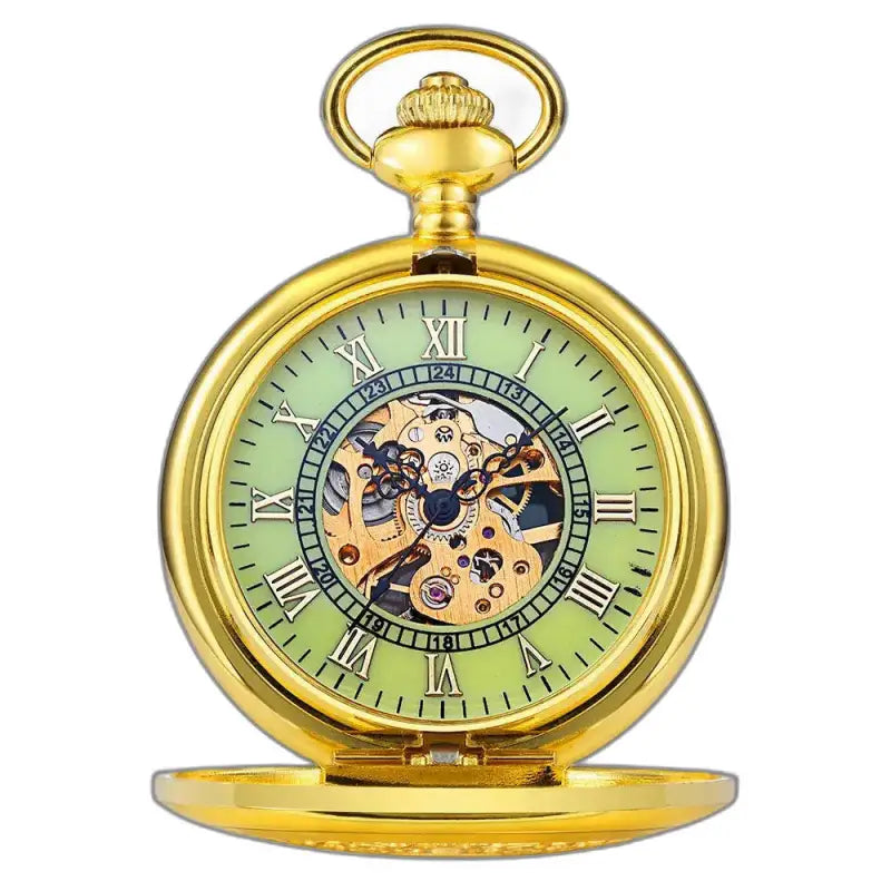 Orologio da tasca meccanico luminoso da donna, elegante orologio da tasca dorato