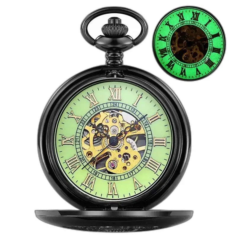 Orologio da tasca meccanico luminoso da donna con elegante quadrante nero luminoso