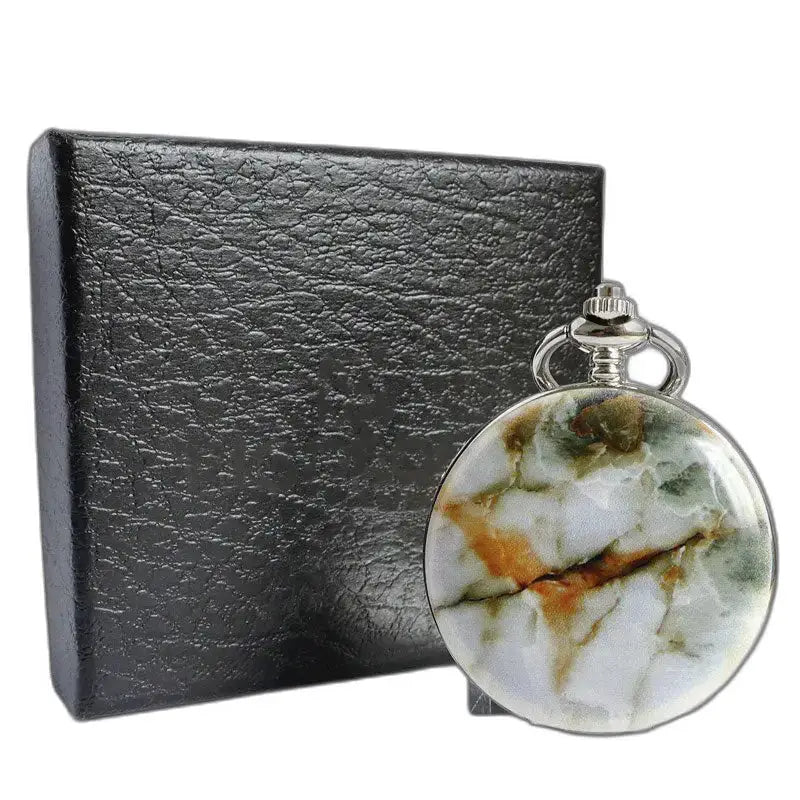 Orologio da tasca meccanico in marmo di lusso con un elegante quadrante marmorizzato