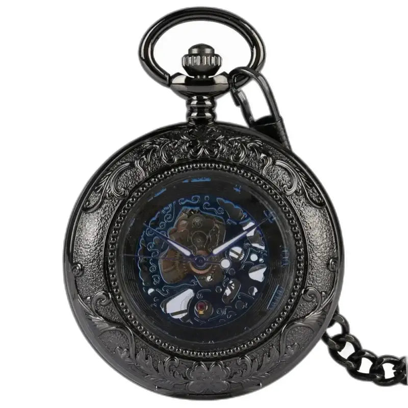 Orologio da tasca meccanico da uomo moderno Regalcrown con un design nero ornato