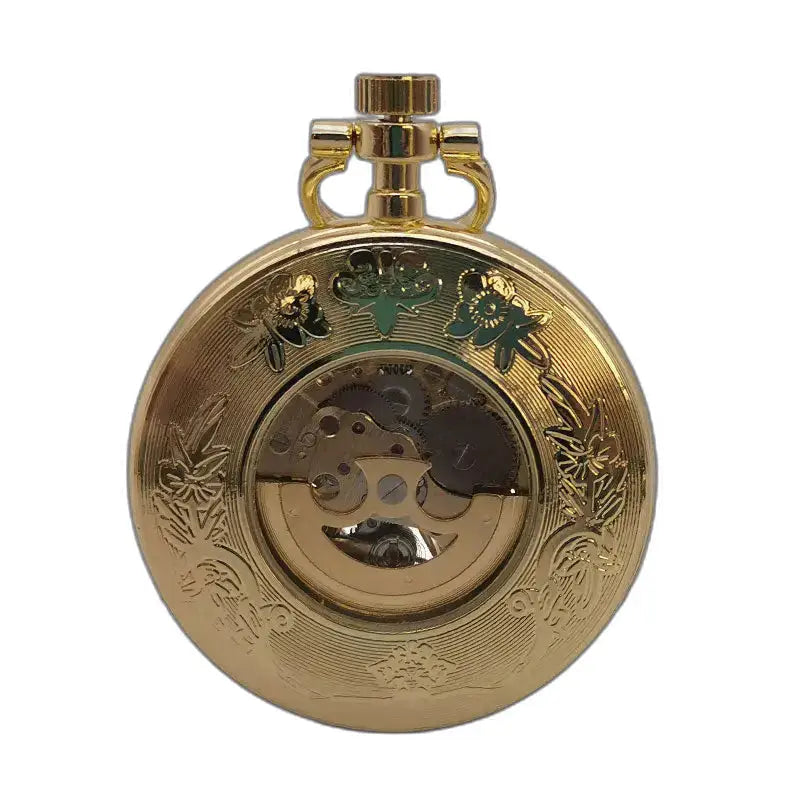 Orologio da tasca meccanico vintage in argento con incisioni floreali e lavorazioni a vista