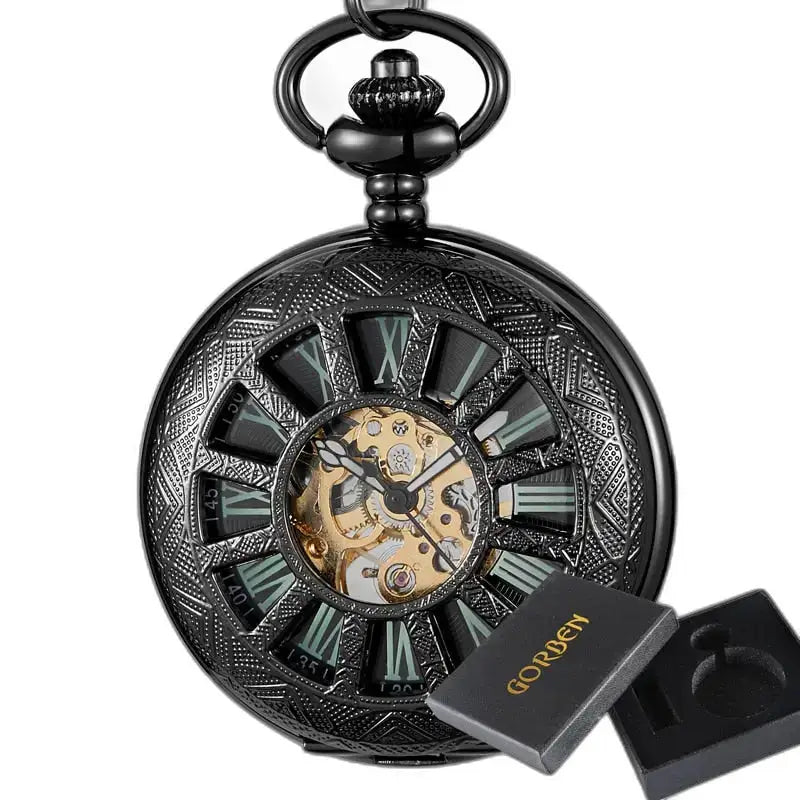 Orologio da tasca meccanico vintage Lanterna Verde con elegante cassa nera