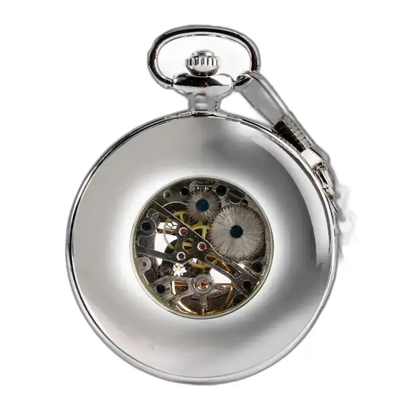 Orologio da tasca meccanico da uomo di lusso Wood Prestige con un elegante quadrante argentato