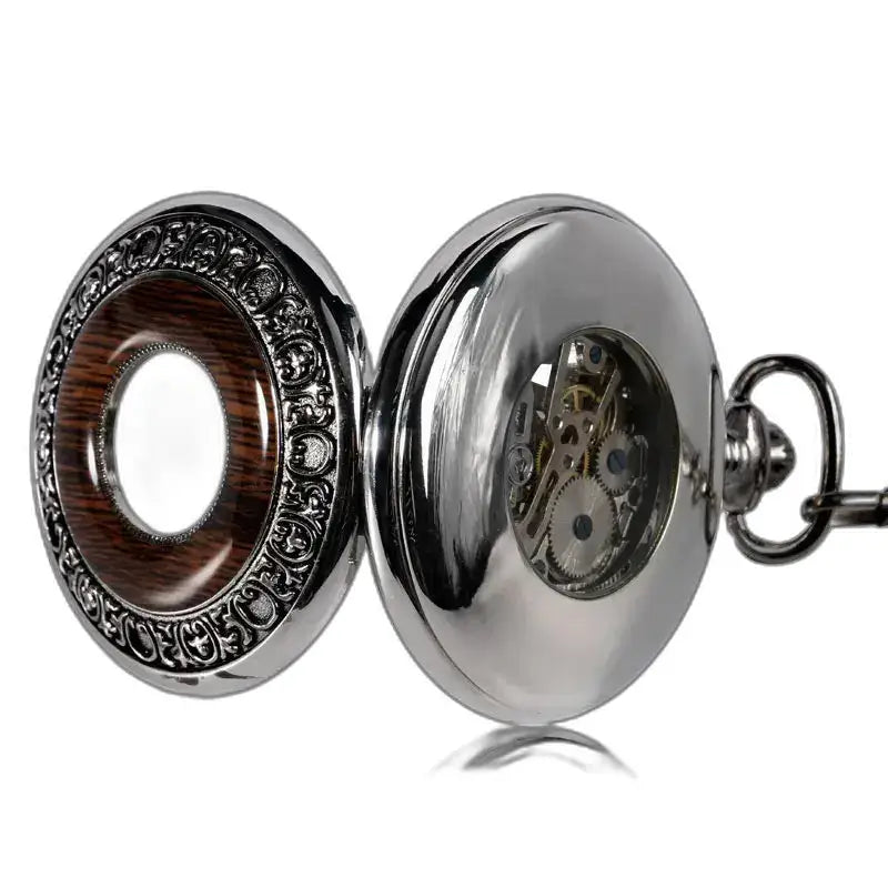 Orologio da tasca meccanico da uomo Wood Prestige Luxury con meccanismo in metallo a vista