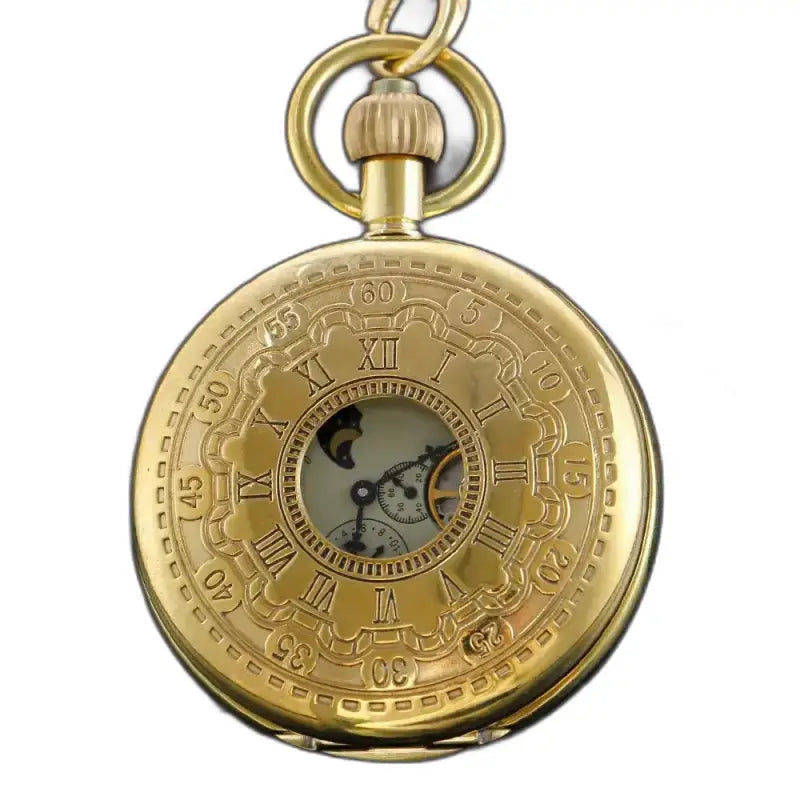 Orologio da tasca da uomo di lusso Moonlight con numeri romani dorati