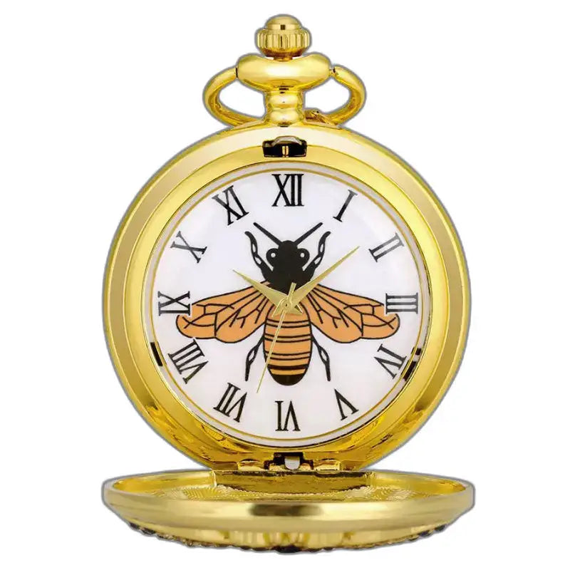 Classico orologio da tasca al quarzo a farfalla dorata con elegante design ape