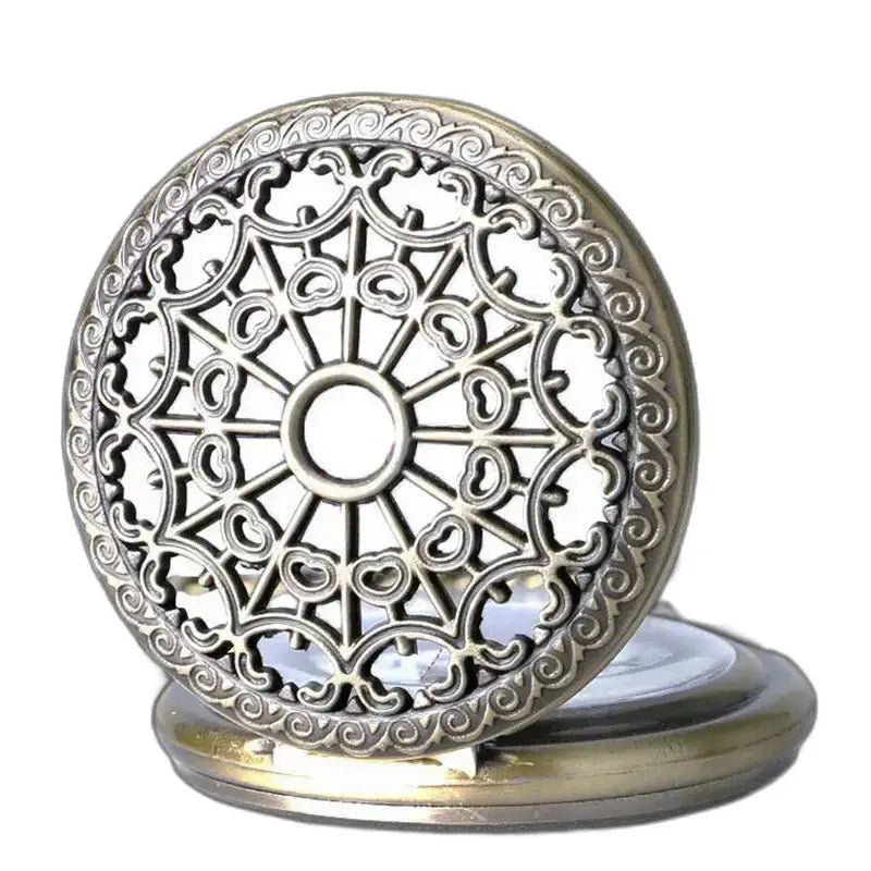 Orologio pendente da donna in argento vecchio stile vintage con orologio in bronzo decorato