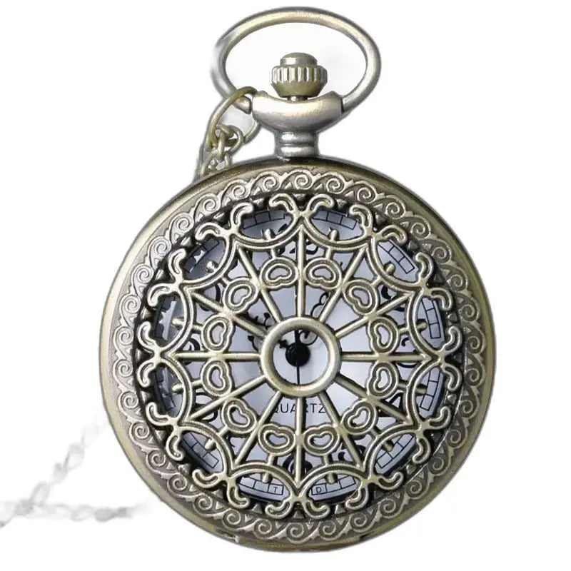 Orologio pendente da donna in argento vecchio stile vintage con un design di orologio antico
