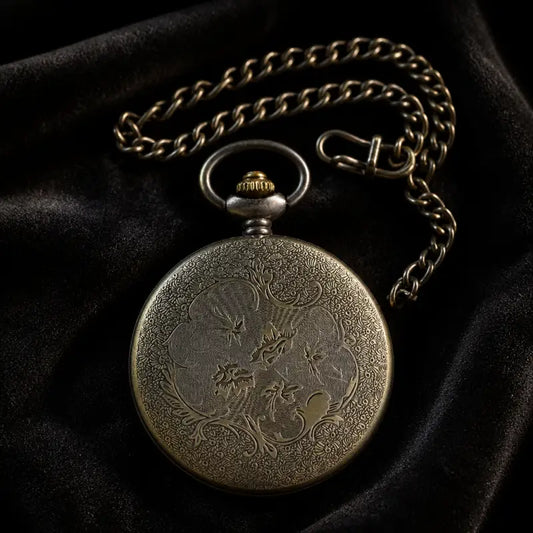 Orologio da tasca al quarzo con quadrante ambrato e collana - Univers Gousset