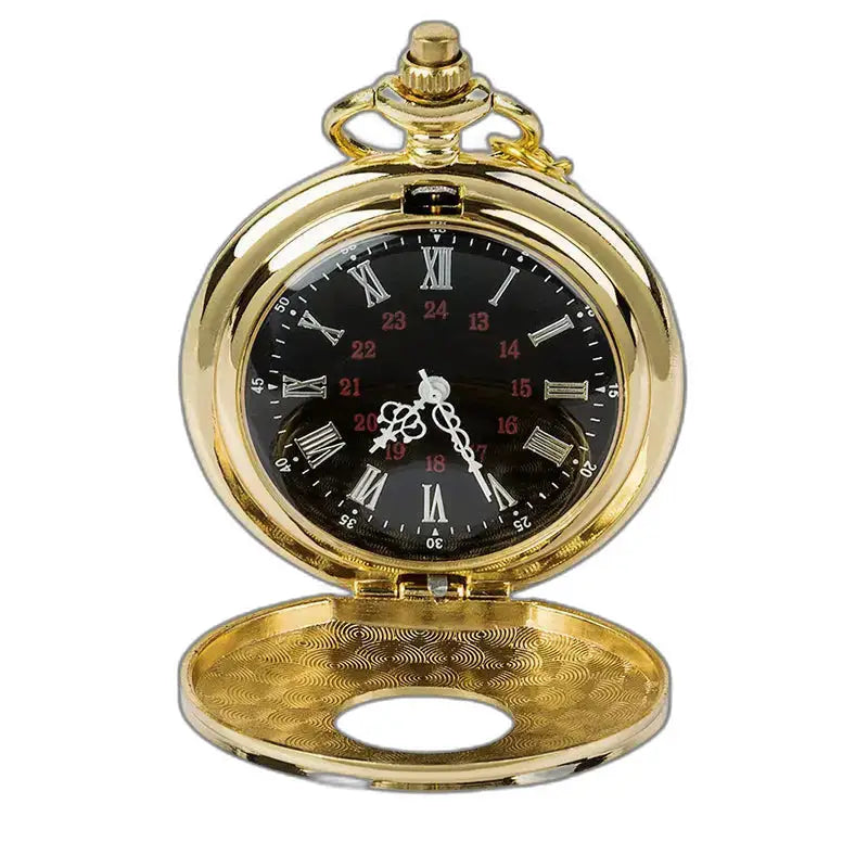 Orologio da tasca Half Hunter in oro con quadrante nero per uomo e donna