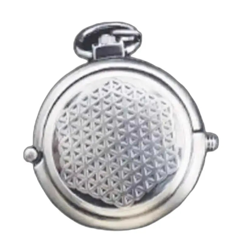Orologio da tasca in argento con quadrante trasparente ed elegante motivo geometrico