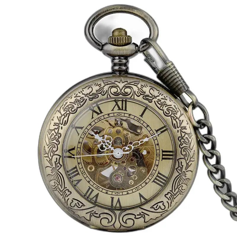 Orologio da tasca meccanico automatico vintage con ingranaggi a vista