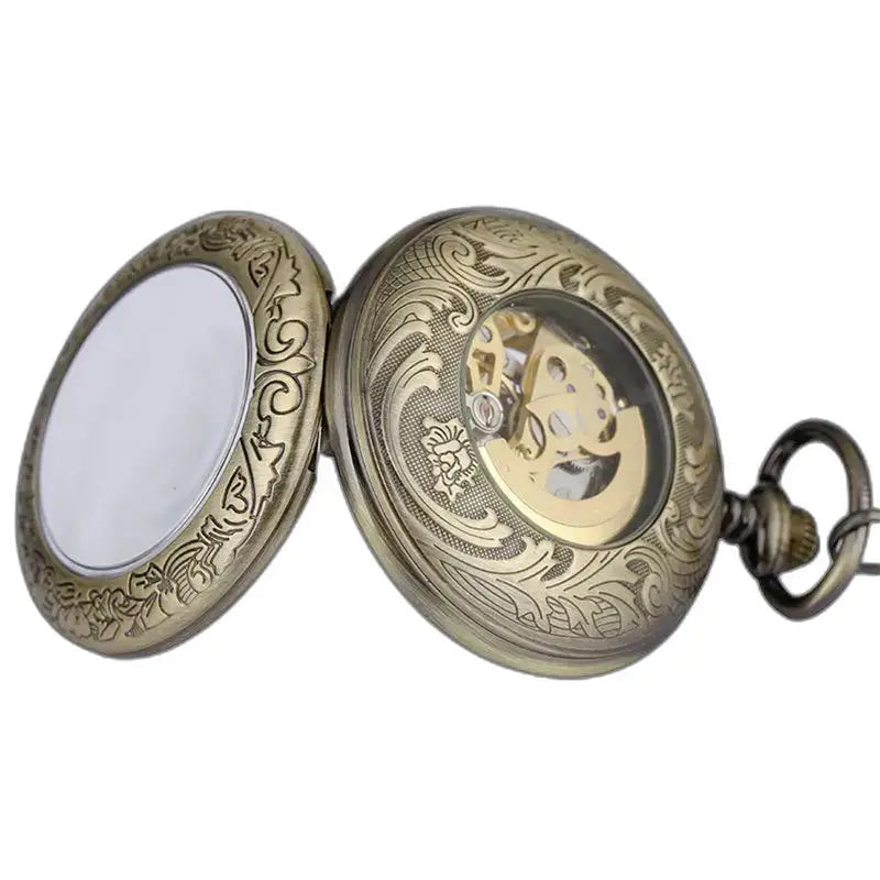 Orologio da tasca meccanico automatico vintage con un elegante quadrante in bronzo