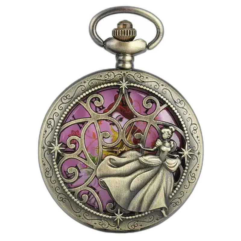 Orologio da tasca Belle Bête con rosa sotto campanella, elegante orologio da tasca pendente