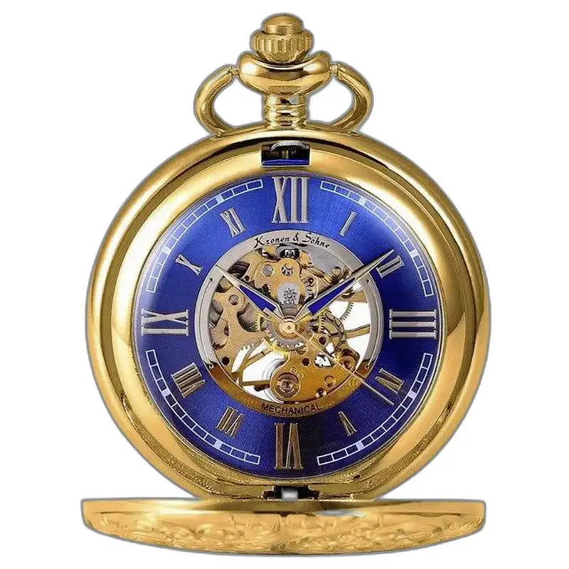 Orologio da tasca Bleu Luxe con movimento meccanico e quadrante blu in oro
