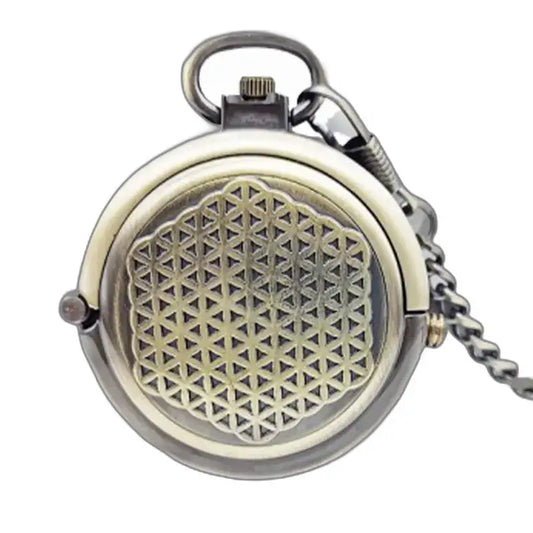 Orologio da Tasca in Bronzo con Quadrante Analogico, orologio da tasca dal design geometrico