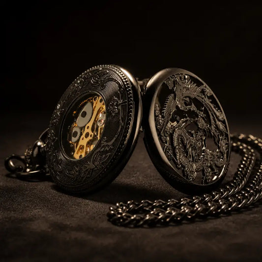 Orologio da tasca meccanico Hunter inciso da uomo - Univers Gousset