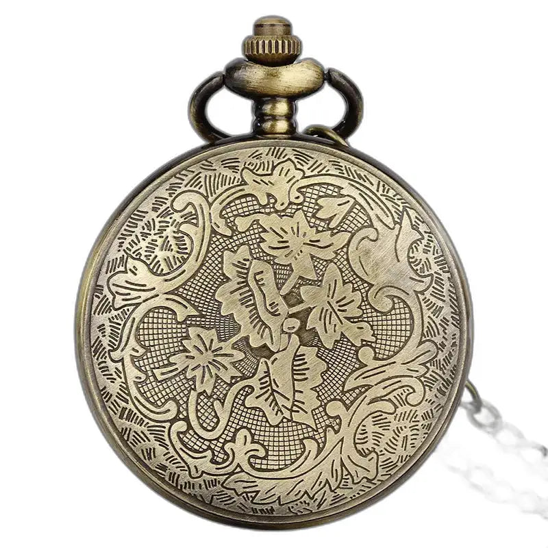 Orologio da tasca vintage con collana in bronzo Mandala con un elegante quadrante in bronzo decorato