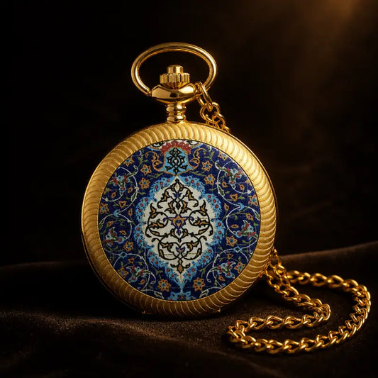 Orologio da tasca al quarzo con collana di smeraldi da donna - Univers Gousset