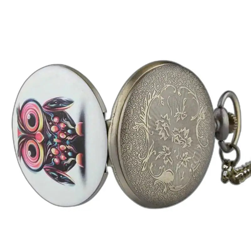 Orologio da taschino con collana da donna multicolore con elegante design a forma di gufo