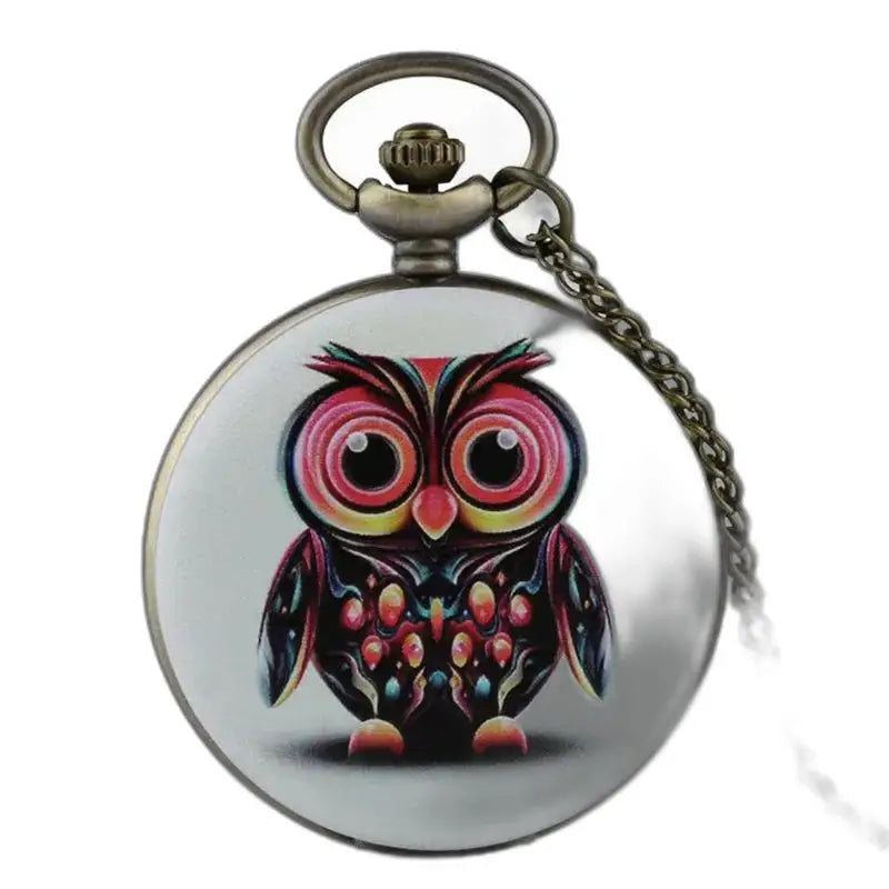 Orologio da tasca con collana da donna multicolore con design a forma di gufo elegante e unico